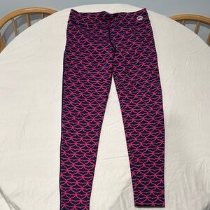 Vineyard Vines Performance Leggings XL Navy Pink Geometric Whale Print